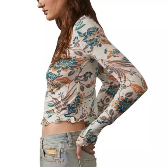 Free People Dreamed Of You Tee In Teal Combo - Picture 3 of 3